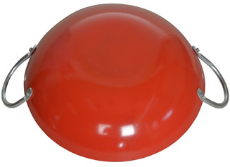 Mặt ngoài chảo xào 2 quai sơn màu cam đỏ bền đẹp